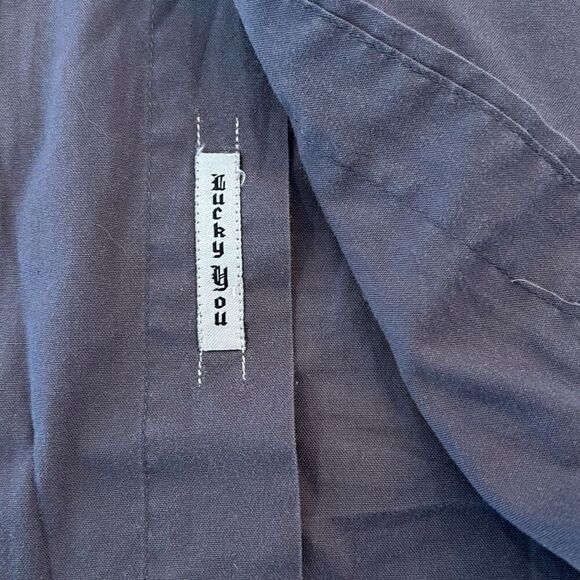 LUCKY BRAND men button down embroidered back/sleeves L gray - Picture 8 of 10